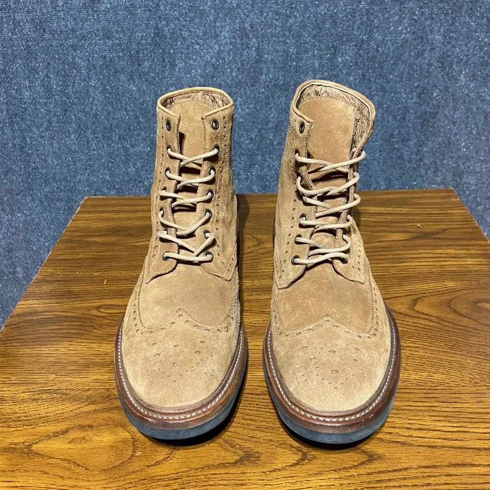 Paul Smith Mens Tan Suede Wingtip Brogue Boots Made in Italy Size 10 Margom Sole